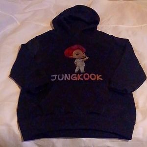 Black BTS Jungkook  Screen Printed Hoodie (not official merchandise)